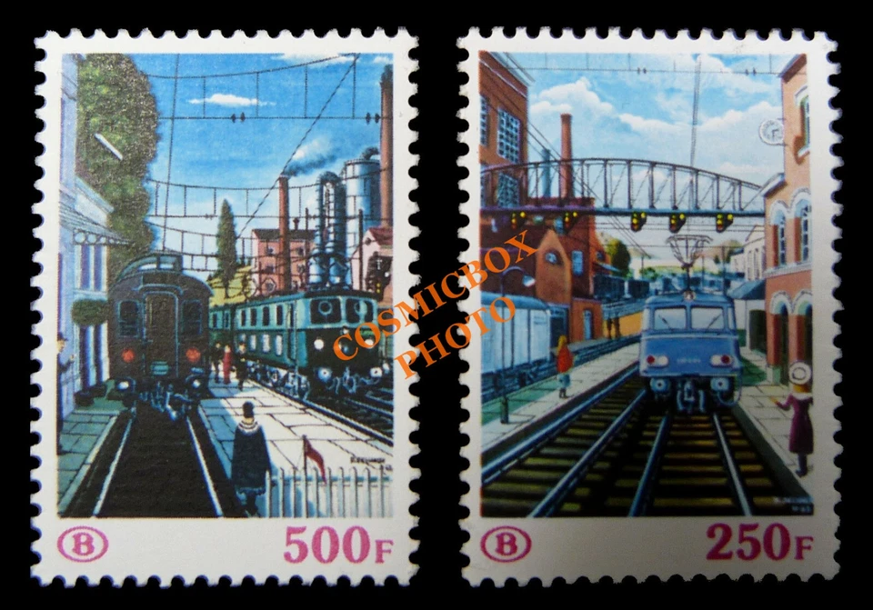 Lot 2 timbres Belgique TRAINS chemins de fer pack postal 1985 rayway tren stamp - Photo 1/1
