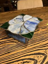 STAINED GLASS JEWELRY/TRINKET BOX BLUE/GREEN BUTTERFLY 🦋