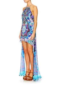 Camilla Dress Threads of Cosmos Size L US 10 Kaftan 100% Silk Sheer Overlay - Picture 1 of 11