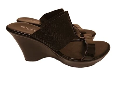 Contesa Black Wedge Sandals 3"  Wedge Heels Size 9W US - Image 1 of 4