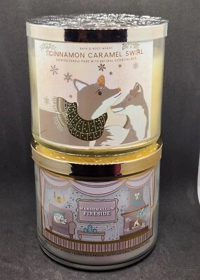 (2) Bath & Body Works Candles - Cinnamon Caramel Swirl & Marshmallow Fireside - Image 1 of 4