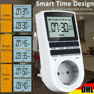 Digitale Zeitschaltuhr Steckdosen Timer Wochenzeitschaltuhr 24Std 10Prog 3680W D - Bild 1 von 4