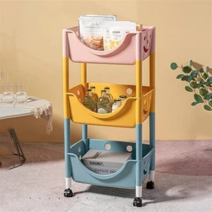 Trolley Storage Basket Organiser Mobile 3 Layer Plastic Kids Toys Room UK - Picture 1 of 4