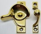 Decorative Solid Polished Brass Heavy Duty Spring Loaded Window Sash Lock Square