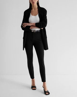 NUEVO PANTALÓN AJUSTADO EXPRESS $88 NEGRO MID RISE EDITOR TALLA 4 Foto 1 de 4