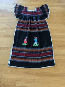 Vintage Handmade Wool Traditional Ecuadorian Kaftan Dress, Size L - M59 - Picture 1 of 7