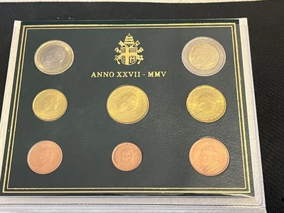 Juego de monedas de euro del Papa Juan Pablo II de la Ciudad del Vaticano 2005 Foto 1 de 4