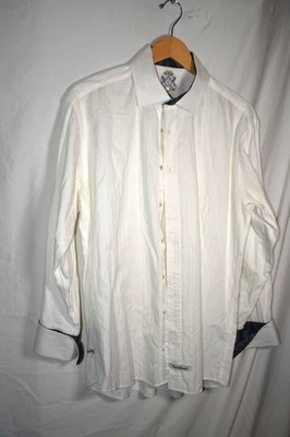 English Laundry by Christopher Wicks White Striped Button Front Shirt L 317 - Image 1 of 4