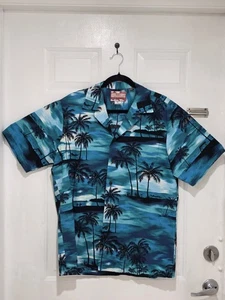 Camisa hawaiana vintage RJC azul palmeras surfistas para hombre talla L - Imagen 1 de 6