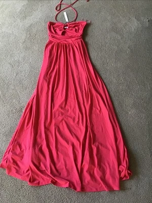 Nuevo con etiquetas Vestido Susana Monaco Halter Maxi Mujer Talla Mediana Rojo Sandía NUEVO Foto 1 de 4