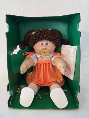 Cabbage Patch Kids Jesmar Brown Poodle Pony Blue Eyes in HTF Orange Sailboat - Image 1 of 4