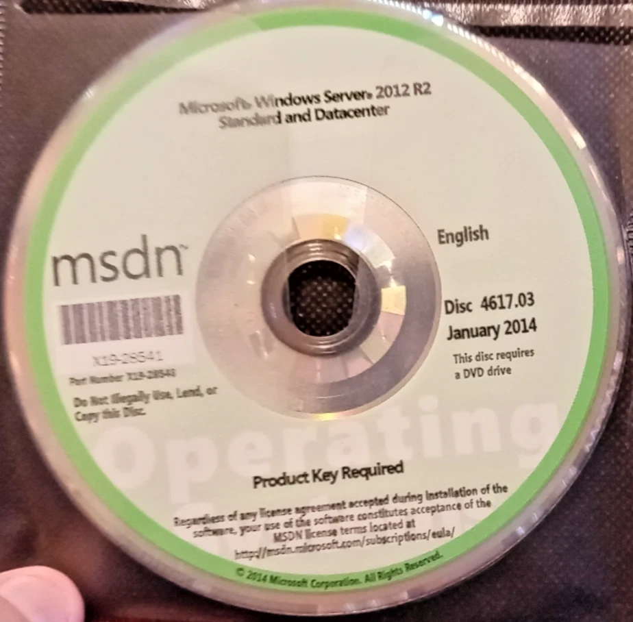 Microsoft Windows Server 2012 R2 Standard and Datacenter MSDN DVD Disc X19-28543 - Image 1 of 1