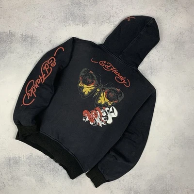 Sudadera con Capucha Ed Hardy By Christian Audigier Cremallera Completa Logo Grande Para Mujer Talla XXL Negra  Foto 1 de 4