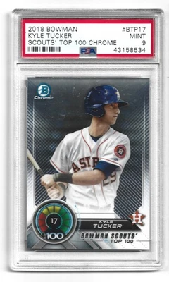 PSA 9 Mint 2018 Bowman Scouts' Top 100 Chrome #BTP17 Kyle Tucker RC #BTP-17 - Image 1 of 2