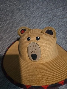 Flapjack Kids Bear Lifeguard Hat Straw Buffalo plaid Large - Picture 1 of 5