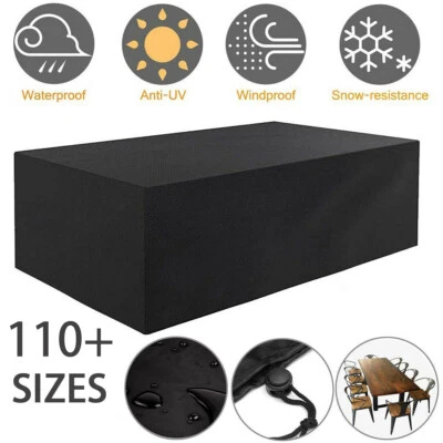 Waterproof Garden Patio Outdoor Furniture Sofa Couch Chair Table Covers Black - Image 1 of 4