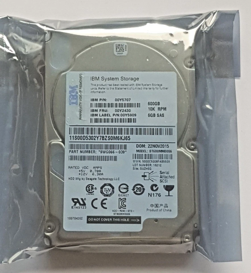 600 GB SAS IBM Fru: 00Y2430 ST600MM0006 10K RPM HDD 2.5 " Internal Hard Drive - Image 1 of 1
