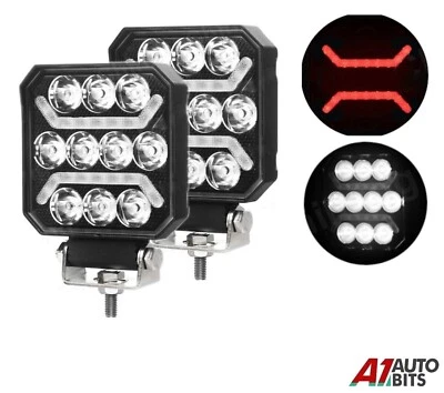 4" 4 Inch LED Red Work Light Rear Trailer Reverse Fog Lamp X2 Car Truck 12V 24V - Image 1 of 4