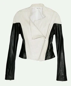 OHNE TITEL IVORY BLACK COLORBLOCK GOAT LEATHER JACKET - Sz 42, MSRP $1250, NWD - Picture 1 of 12