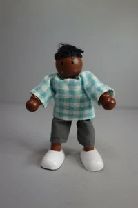 Vintage Articulated Boy Bendy Wood Doll – Handcrafted Wooden Figure with Clothes - Picture 1 of 12