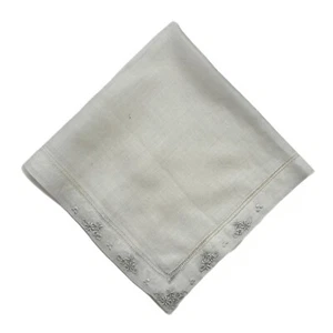 Embroidered Floral White Wedding Handkerchief Bride Vintage Cottage Core Granny - Picture 1 of 3