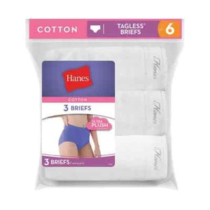 Hanes Women's Cotton Briefs -WHITE-Cotton Tagless  D40LWH SIZE (  2XL/9 ) - Picture 1 of 1