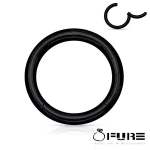 Titanium Septum Clicker Nose Hinged Ring Silver Lip Ring Hoop Daith Piercing - Picture 1 of 6