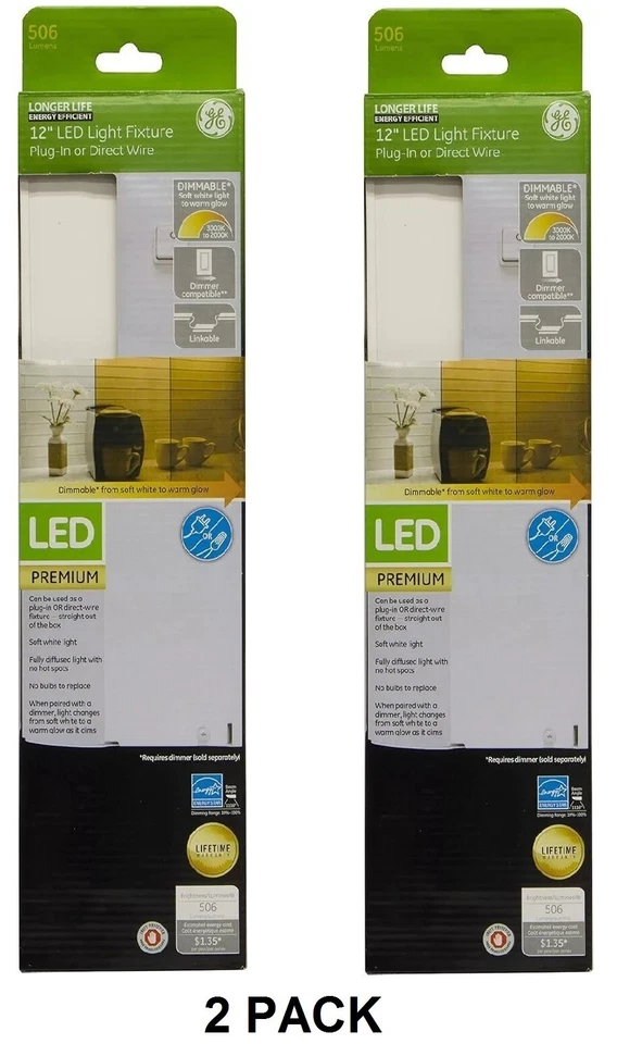 GE 12 in. Under Cabinet LED Fixture Plug in OR Direct Wire