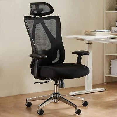 Adjustable High Back Mesh Office Swivel Chair with Ergonomic Design and Headrest - Image 1 of 4