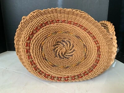 Bolsa de mão vintage de vime tecida design espiral - Imagem 1 de 4