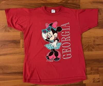 Rare Official Vintage 80s Minnie DISNEY Georgia Velva Sheen Sz Large T-Shirt - Image 1 of 4