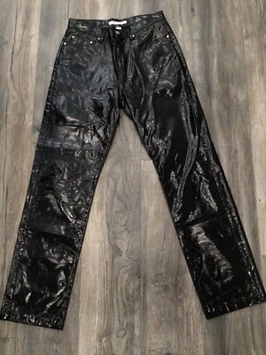 Calvin Klein Jeans Faux-Leather Straight-Leg Ankle Pants Women's Black w29x30 - Image 1 of 4