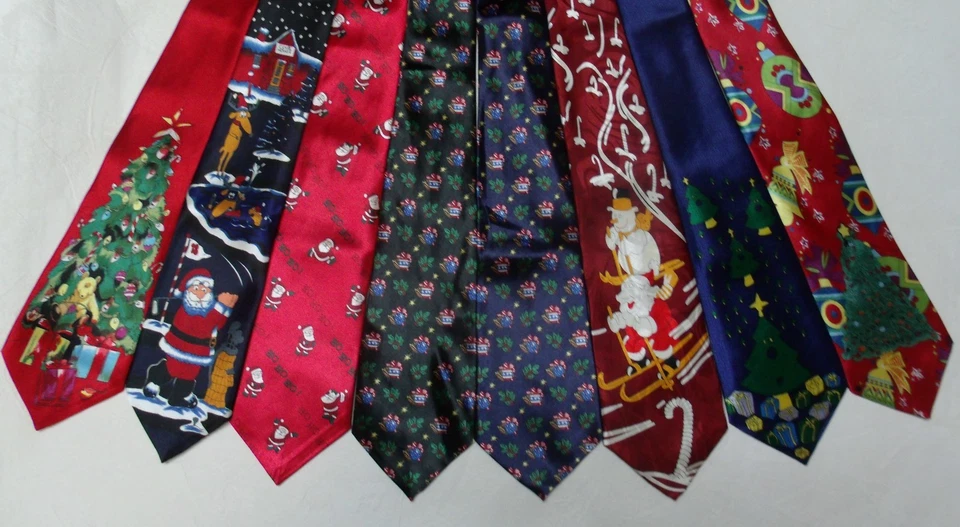 全新 CLERICCI 男式领带 圣诞节 高尔夫 SANTA、树或雪人 *M* — 第 1/1 张图片