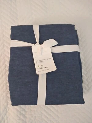 Pottery Barn Belgian Lino Lino Doble Edredón Original $219 Denim Nuevo Foto 1 de 3
