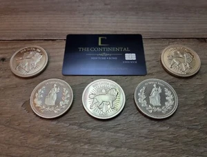 5 pcs John Wick Hotel Continental Gold Coins Prop Replica In Protective Case Uk - Picture 1 of 6