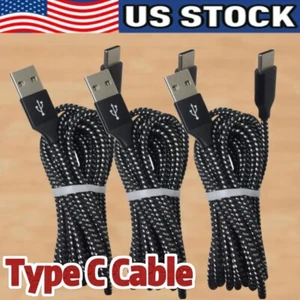 Braided USB C Type-C Fast Charging Data SYNC Charger Cable Cord 3/6/10FT Lot - Picture 1 of 7
