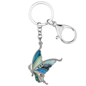 Enamel Alloy Floral 3D Swallowtail Butterfly Keychains Key Ring Insects Jewelry - Picture 1 of 11