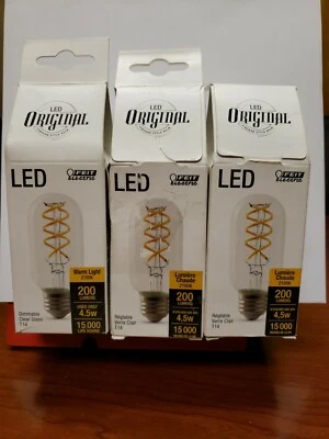 Feit Electric 25W Equivalent T14 Dimmable LED Clear Glass Vintage 2100K (3) PACK - Image 1 of 4