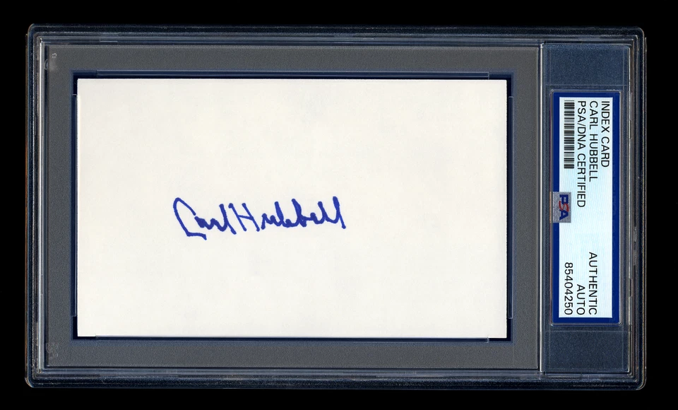 CARL HUBBELL SIGNED MINT INDEX CARD PSA/DNA AUTOGRAPHED HOF NY GIANTS WSC - Image 1 of 1