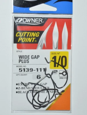owner cutting point hook extra wide gap plus 1/0 5139-111 black chrome - Image 1 of 3