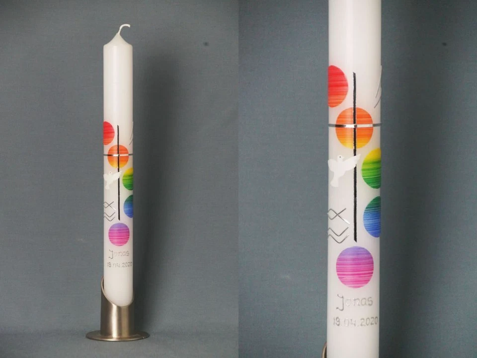 SILKES-KERZENLADEN Kommunionkerze / Taufkerze ♥ reine Handarbeit ♥ - inkl. Beschriftung ! P 105