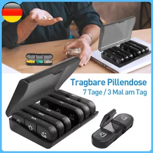 Tablettenbox 7 Tage Morgens Mittags Abends, Medikamentenbox 3 Fächer Deutsch - Bild 1 von 9