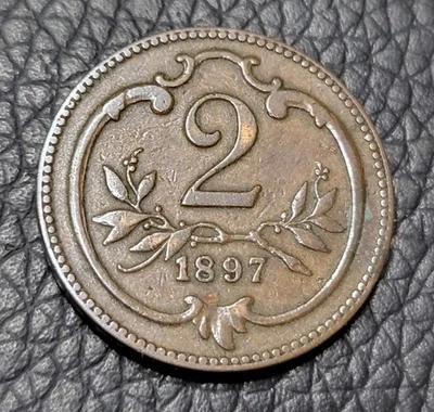 1897 Austrian Empire 2 Hellers Coin - Image 1 of 2