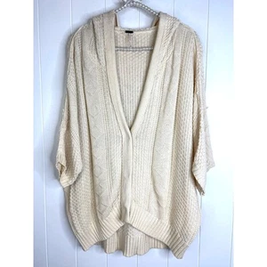 Free People Oversize-Cardigan Dolmanärmel verwaschen Kapuze Zopfmuster Gr. XS - Bild 1 von 6