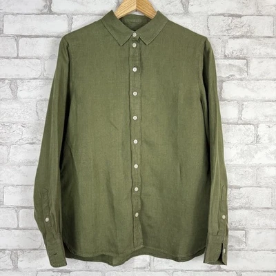 Camisa verde de lino irlandés J.CREW NUEVA SIN ETIQUETAS para mujer ajustada Baird McNutt talla 10 BY685 Foto 1 de 4