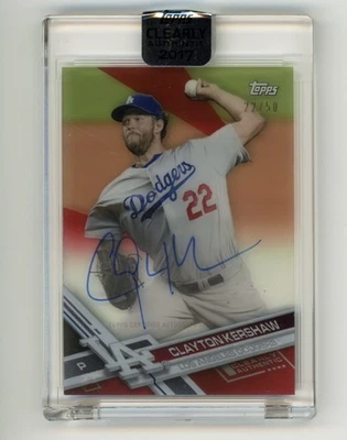 2017 Topps Clearly Authentic #CAAU-CK Clayton Kershaw Red Auto 22/50 Jersey # - Image 1 of 2