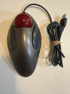 Logitech Trackman Marble T-BB14 Gray USB Wired Optical Trackball Mouse - TESTED - Picture 1 of 3