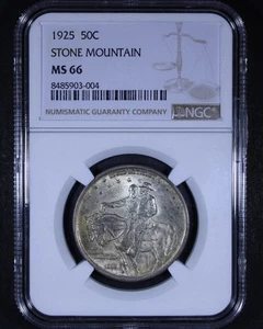 1925 Stone Mountain Commemorative Half Dollar - 50c NGC MS66 - Great Example! - Picture 1 of 4
