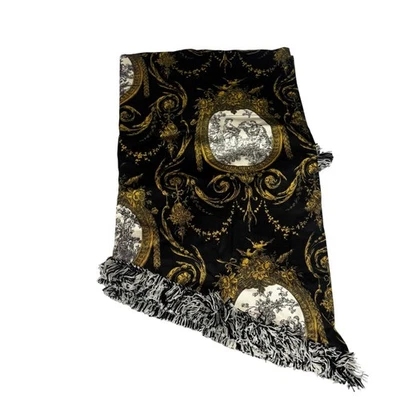 Waverly Cortinas Embellecidas Cenefa Ascot NUEVO Negro y Dorado 52x20 Nuevo en Paquete Foto 1 de 4