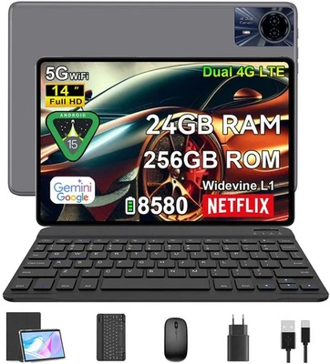 2025 5G 14" Tablet Android 15 24GB RAM+256GB 8580mAh 4G LTE 2SIM Wlfl 2.4K IPS - Immagine 1 di 4